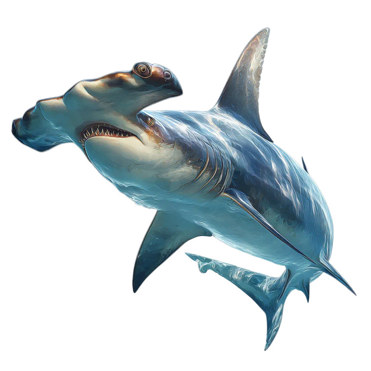 Angry Hammerhead Shark Vinyl Car Decal Sticker – Waterproof & UV-Resistant 3.4133333333333336"