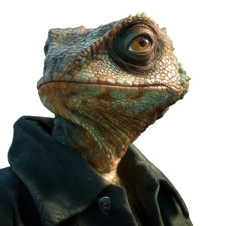 Humanoid Chameleon Portrait Vinyl Car Decal Sticker – Waterproof & UV-Resistant 3.4133333333333336"