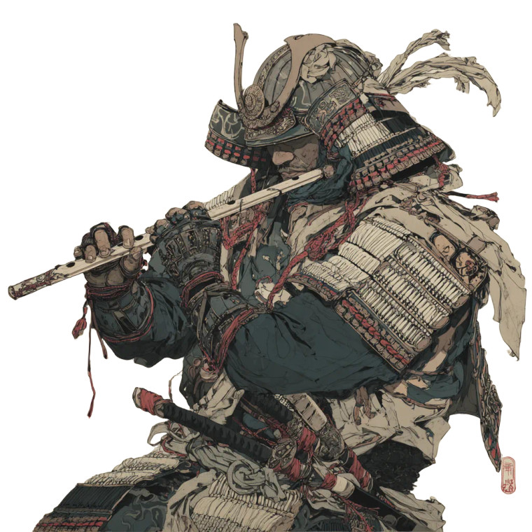 Samurai Flute Vinyl Car Decal Sticker – Waterproof & UV-Resistant 3.4133333333333336"