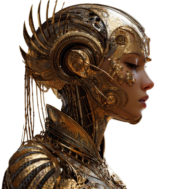 Golden Cyborg Model Vinyl Car Decal Sticker – Waterproof & UV-Resistant 3.4133333333333336"