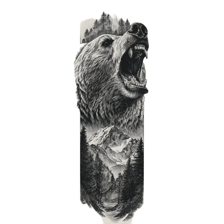 Angry Bear Tattoo V11 Vinyl Car Decal Sticker – Waterproof & UV-Resistant 6.826666666666667"