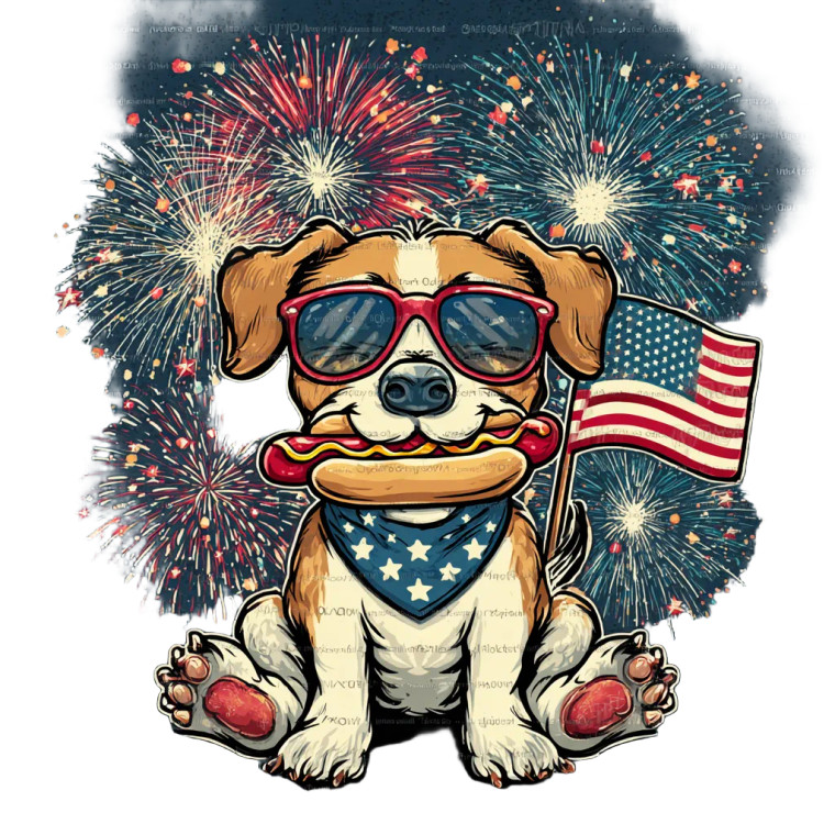 Patriotic Dog T-Shirt Vinyl Car Decal Sticker – Waterproof & UV-Resistant 3.4133333333333336"