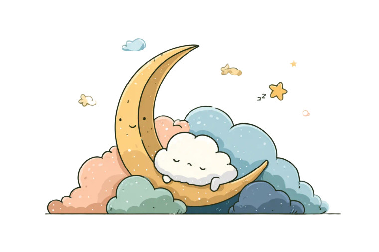 Sleeping Cloud Moon Vinyl Car Decal Sticker – Waterproof & UV-Resistant 2.986666666666667"