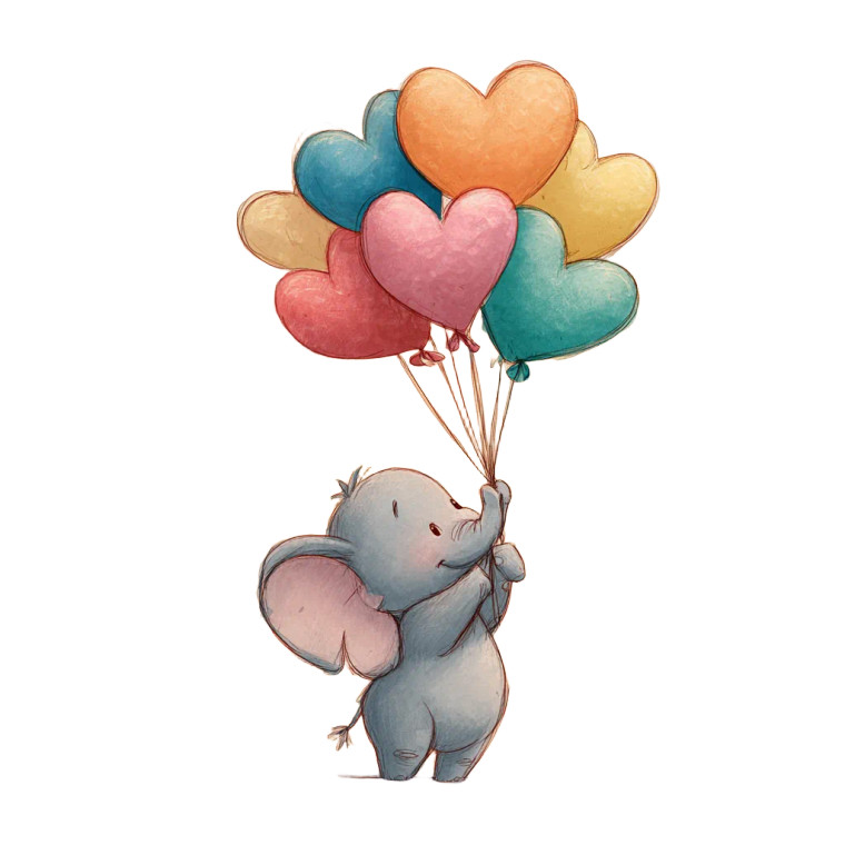 Cartoon Elephant Balloons Vinyl Car Decal Sticker – Waterproof & UV-Resistant 3.4133333333333336"