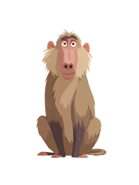 Cute Baboon Illustration Vinyl Car Decal Sticker – Waterproof & UV-Resistant 4.1066666666666665"