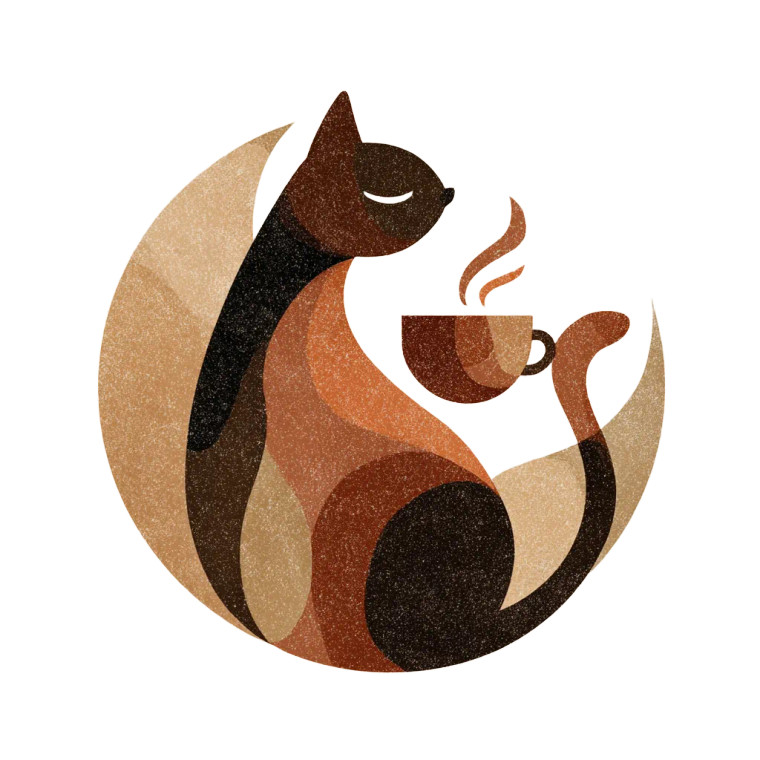 Cat Coffee Emblem Vinyl Car Decal Sticker – Waterproof & UV-Resistant 3.4133333333333336"