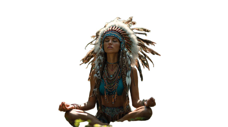 Meditating Native Woman V3 Vinyl Car Decal Sticker – Waterproof & UV-Resistant 2.72"