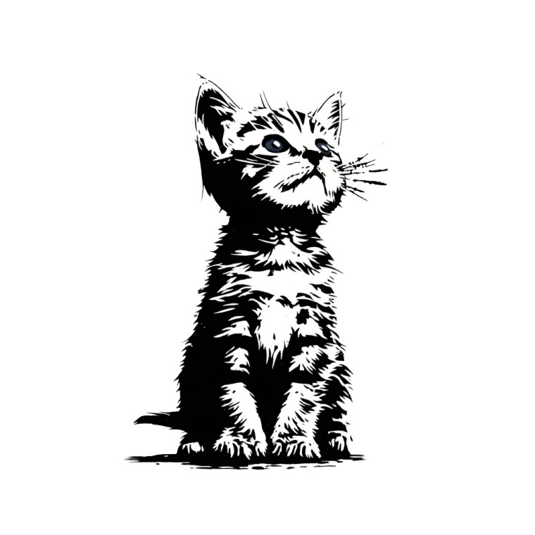White Kitten V4 Vinyl Car Decal Sticker – Waterproof & UV-Resistant 3.4133333333333336"