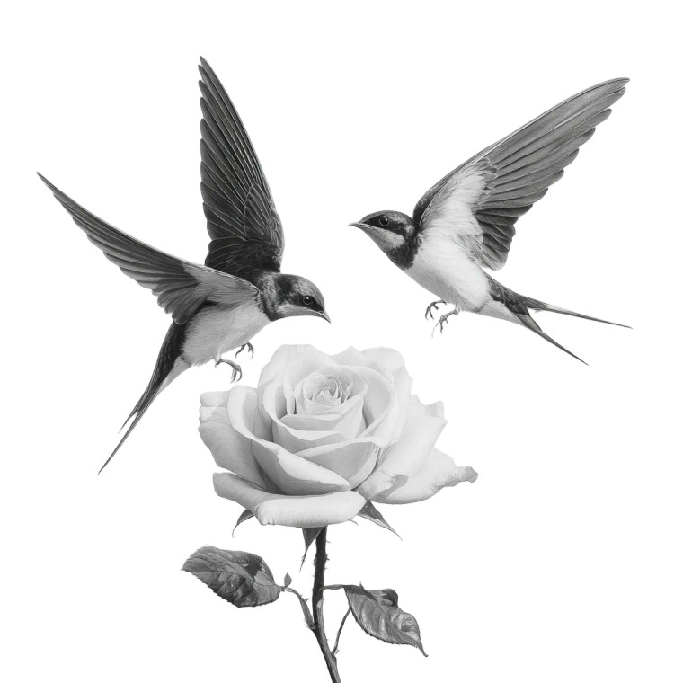 Swallows And Rose Vinyl Car Decal Sticker – Waterproof & UV-Resistant 3.4133333333333336" Swallows And Rose Vinyl Car Decal Sticker – Waterproof & UV-Resistant 3.4133333333333336"