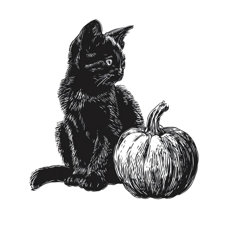 Black Cat Pumpkin Vinyl Car Decal Sticker – Waterproof & UV-Resistant 3.4133333333333336"