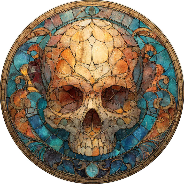 Skull Stained Glass Vinyl Car Decal Sticker – Waterproof & UV-Resistant 3.4133333333333336"