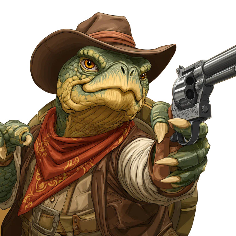 Cowboy Turtle Shootout Vinyl Car Decal Sticker – Waterproof & UV-Resistant 3.4133333333333336"
