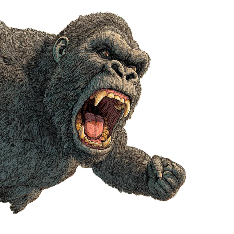 Angry King Kong V3 Vinyl Car Decal Sticker – Waterproof & UV-Resistant 3.4133333333333336"