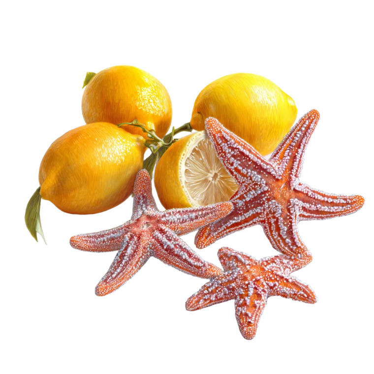 Starfish And Lemons Vinyl Car Decal Sticker – Waterproof & UV-Resistant 3.4133333333333336"