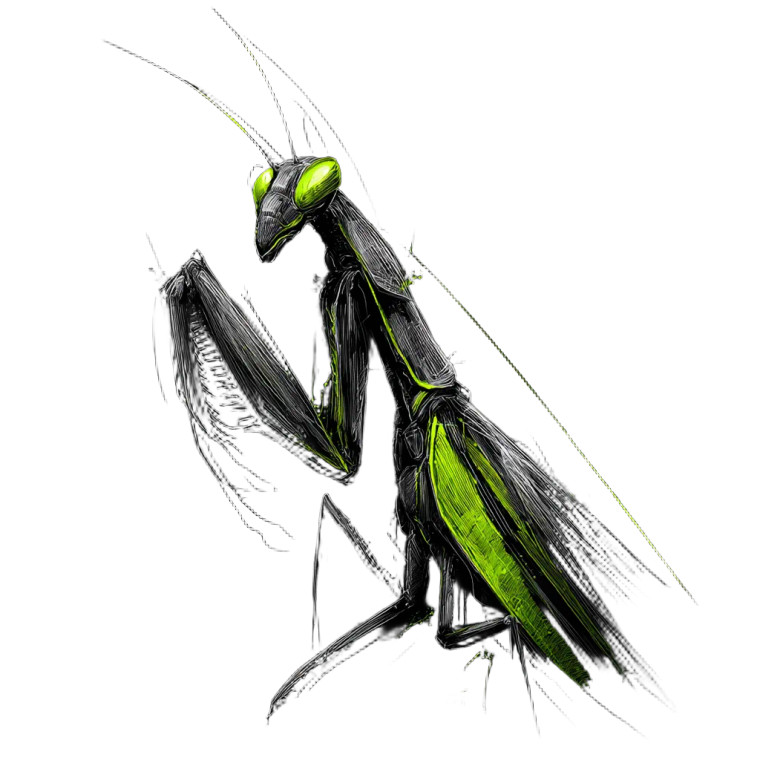 Evil Praying Mantis V2 Vinyl Car Decal Sticker – Waterproof & UV-Resistant 3.4133333333333336"