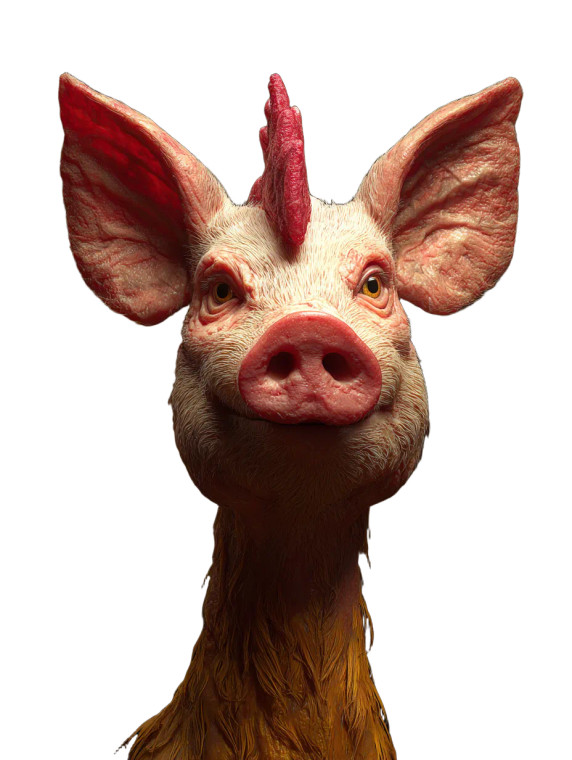 Pig-Chicken Hybrid Vinyl Car Decal Sticker – Waterproof & UV-Resistant 8.213333333333333"