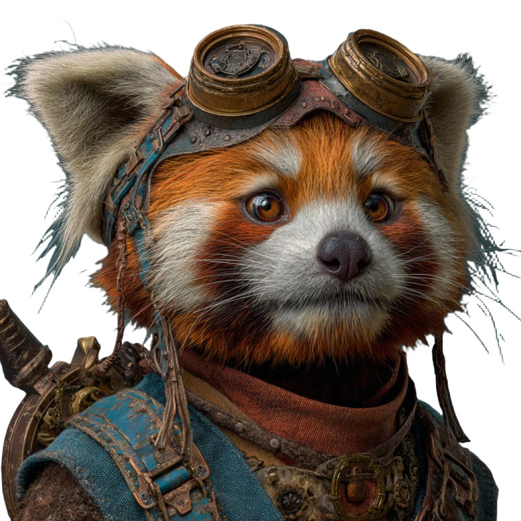 Steampunk Red Panda Vinyl Car Decal Sticker – Waterproof & UV-Resistant 3.4133333333333336"