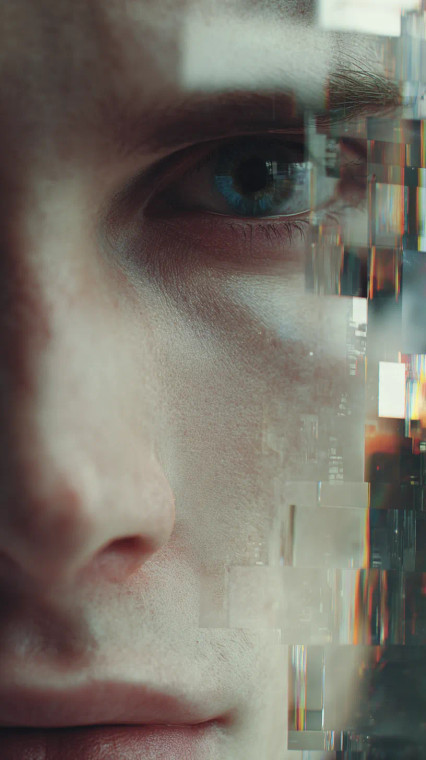 Digital Duality Face Vinyl Car Decal Sticker – Waterproof & UV-Resistant 9.706666666666667"