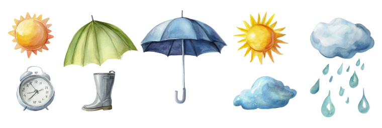 Watercolor Weather Objects Vinyl Car Decal Sticker – Waterproof & UV-Resistant 2.1333333333333333"