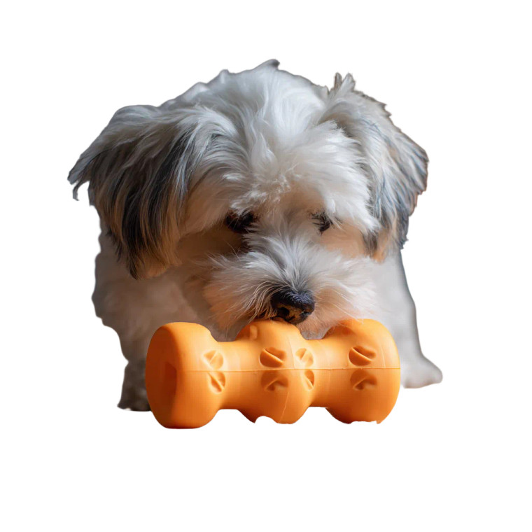 Dog Playing With Toy Vinyl Car Decal Sticker – Waterproof & UV-Resistant 3.4133333333333336"