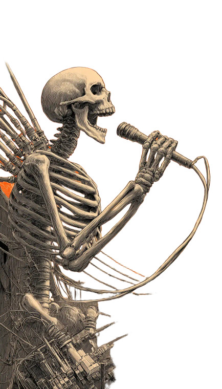 Screaming Skeleton Rocker Vinyl Car Decal Sticker – Waterproof & UV-Resistant 4.8533333333333335"