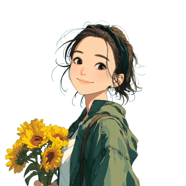 Anime Girl With Sunflowers Vinyl Car Decal Sticker – Waterproof & UV-Resistant 3.4133333333333336"