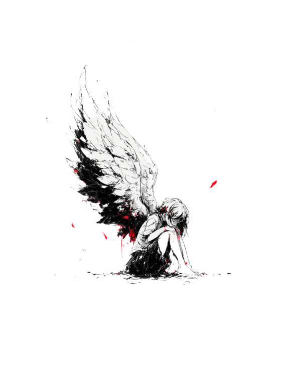 Mysterious Angel Sketch Vinyl Car Decal Sticker – Waterproof & UV-Resistant 8.213333333333333"