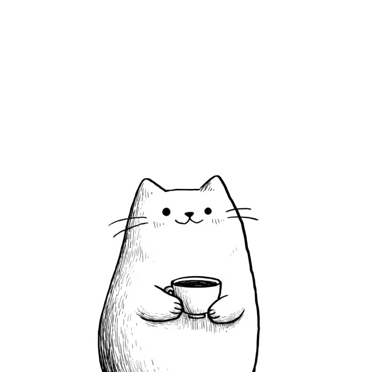 Smiling Tea Cat Vinyl Car Decal Sticker – Waterproof & UV-Resistant 3.4133333333333336"