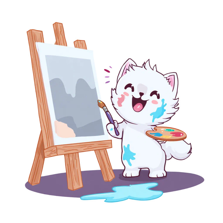 Painting Kitten Vinyl Car Decal Sticker – Waterproof & UV-Resistant 3.4133333333333336"