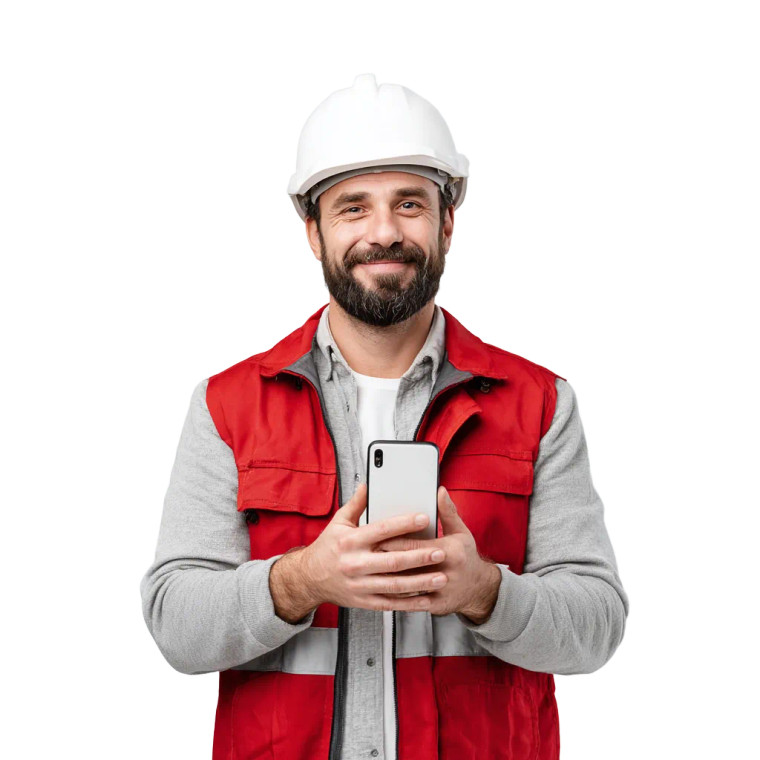 Construction Worker Smiling V4 Vinyl Car Decal Sticker – Waterproof & UV-Resistant 6.826666666666667"