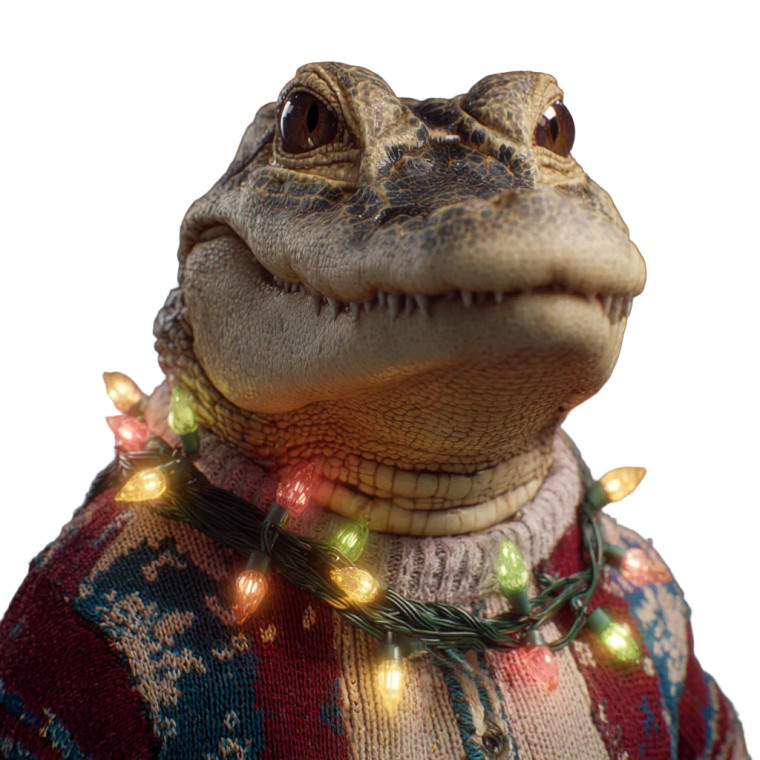 Holiday Hipster Alligator Vinyl Car Decal Sticker – Waterproof & UV-Resistant 3.4133333333333336"