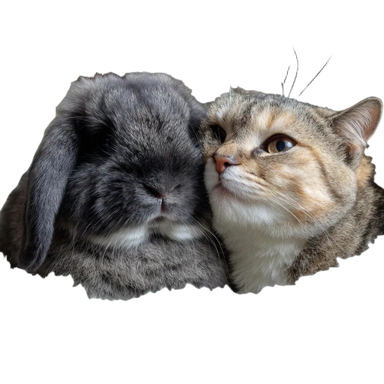 Fluffy Rabbit Cuddling Vinyl Car Decal Sticker – Waterproof & UV-Resistant 3.4133333333333336"