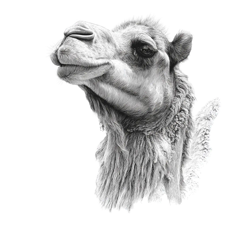 Camel Profile Sketch Vinyl Car Decal Sticker – Waterproof & UV-Resistant 3.4133333333333336"