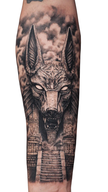 Anubis Pyramid Tattoo Vinyl Car Decal Sticker – Waterproof & UV-Resistant 4.8533333333333335"