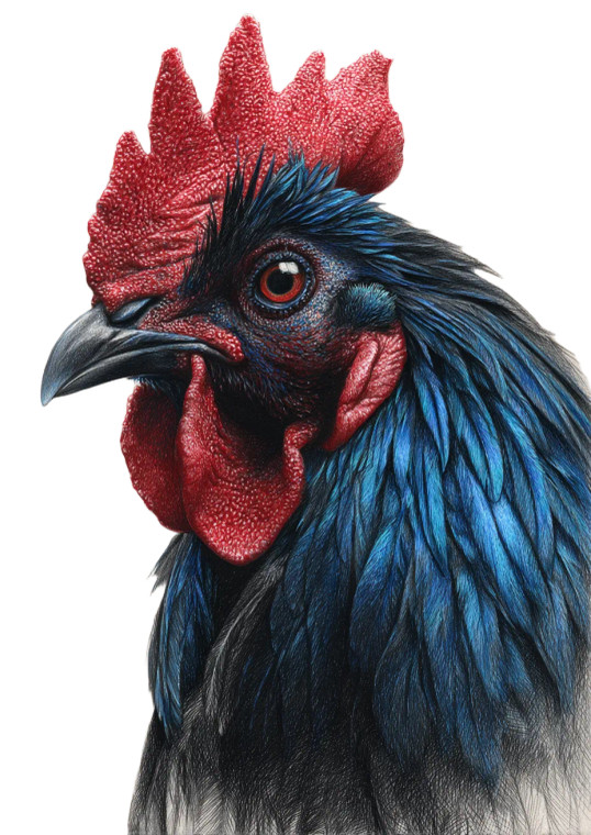 Iridescent Cockerel Headshot Vinyl Car Decal Sticker – Waterproof & UV-Resistant 8.746666666666666"