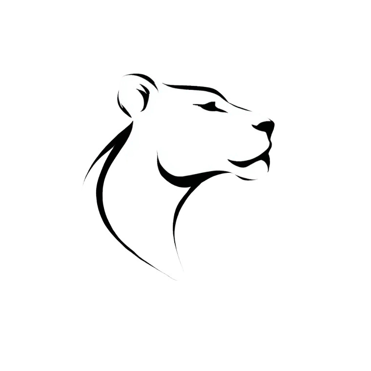 Stylized Lioness Logo Vinyl Car Decal Sticker – Waterproof & UV-Resistant 6.826666666666667"