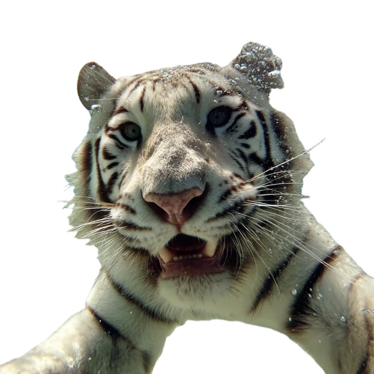 Underwater Tiger Selfie Vinyl Car Decal Sticker – Waterproof & UV-Resistant 3.4133333333333336"