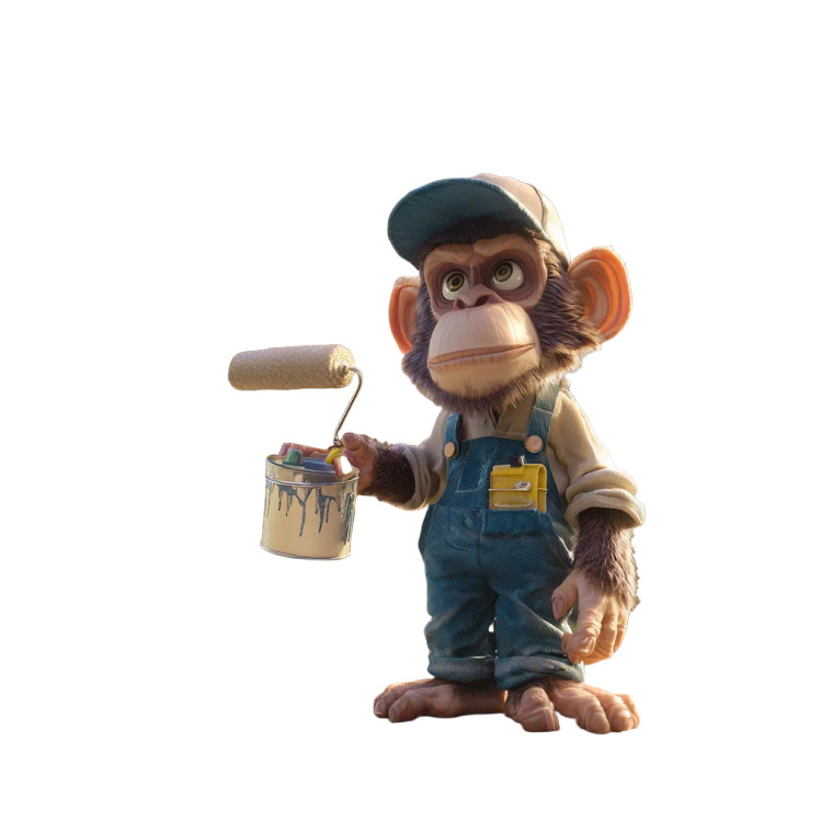 Monkey Painter Vinyl Car Decal Sticker – Waterproof & UV-Resistant 3.4133333333333336"