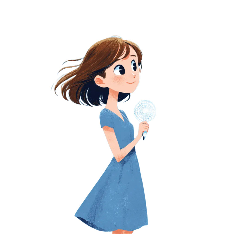 Smiling Girl With Fan Vinyl Car Decal Sticker – Waterproof & UV-Resistant 6.826666666666667"