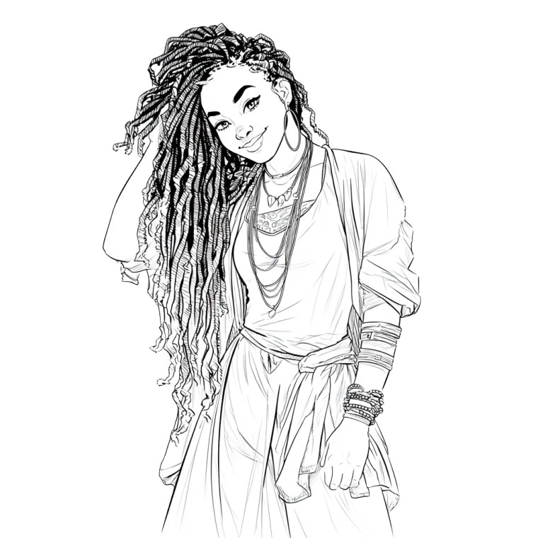 Dreadlock Woman Shopping Vinyl Car Decal Sticker – Waterproof & UV-Resistant 6.826666666666667"