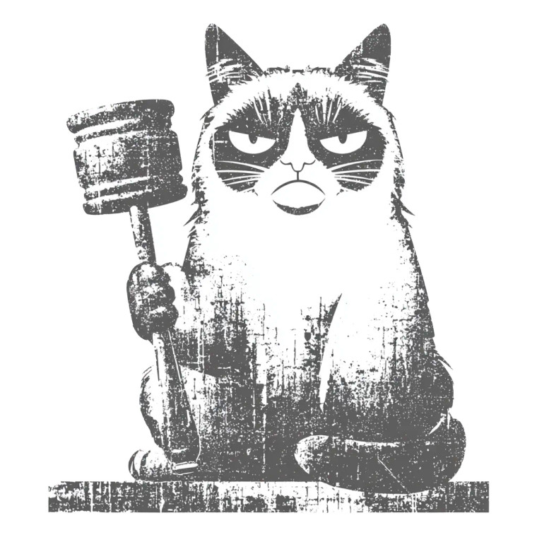 Grumpy Cat Judge Vinyl Car Decal Sticker – Waterproof & UV-Resistant 3.4133333333333336"