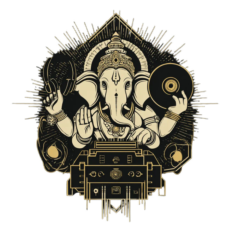 Dj Ganesha Logo Vinyl Car Decal Sticker – Waterproof & UV-Resistant 3.4133333333333336"