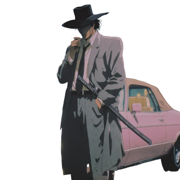 Gangster Cowboy Samurai Vinyl Car Decal Sticker – Waterproof & UV-Resistant 3.4133333333333336"