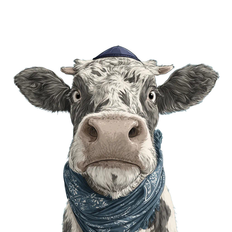 Cow In Kippa Vinyl Car Decal Sticker – Waterproof & UV-Resistant 3.4133333333333336"