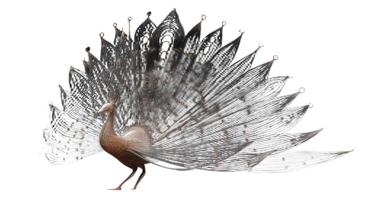 Kinetic Peacock Sculpture Vinyl Car Decal Sticker – Waterproof & UV-Resistant 5.4