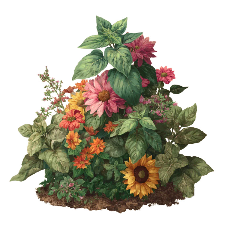 Herb And Flower Cluster Vinyl Car Decal Sticker – Waterproof & UV-Resistant 3.4133333333333336"