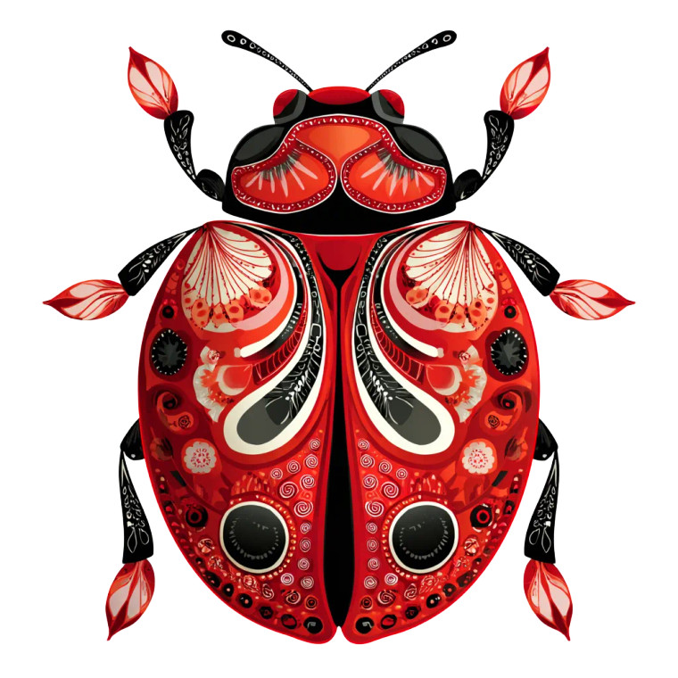 Folk Art Ladybug Vinyl Car Decal Sticker – Waterproof & UV-Resistant 3.4133333333333336"