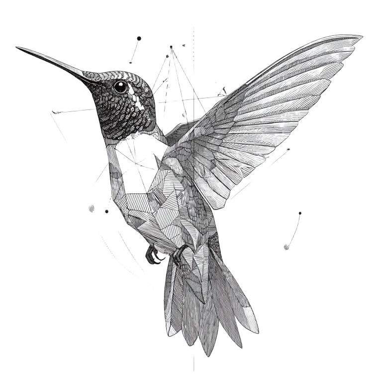 Geometric Hummingbird Vinyl Car Decal Sticker – Waterproof & UV-Resistant 3.4133333333333336"