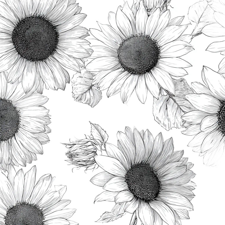 Sunflower Drawing Vinyl Car Decal Sticker – Waterproof & UV-Resistant 3.4133333333333336"