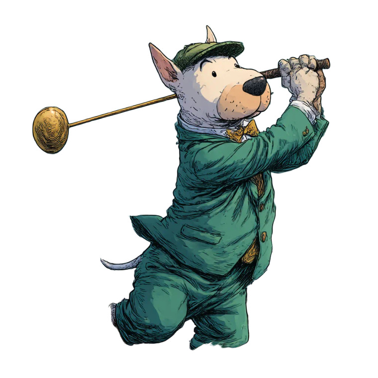 Cartoon Golfing Pitbull Vinyl Car Decal Sticker – Waterproof & UV-Resistant 6.826666666666667"